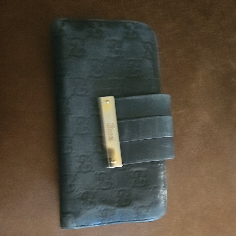 Gucci Black Wallet with Gold Detail